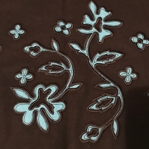 Black and turquoise appliqué linen circle skirt - Picture 2 of 2